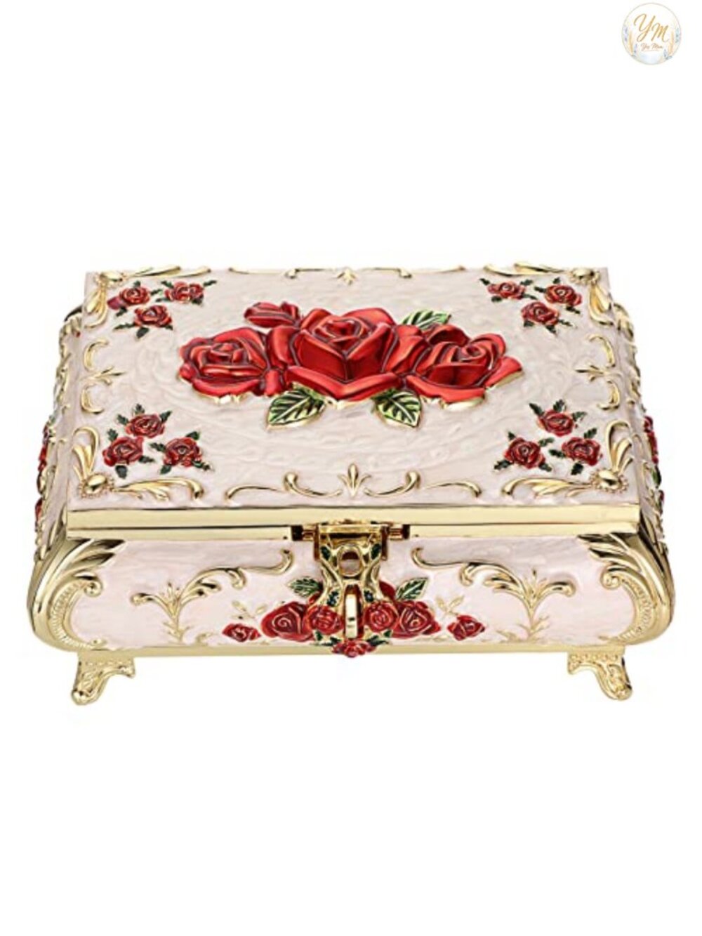 Vintage Metal Jewelry Box Earring Necklace Bracelet Organizer